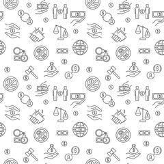 Corruption concept outline vector minimal seamless pattern