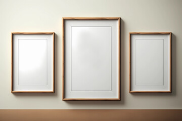 Mockup poster frames on empty wall, template for design, AI generated