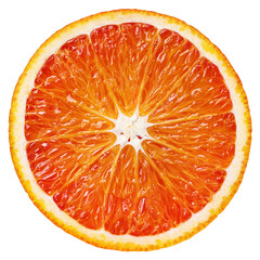Top view of ripe slice blood red orange citrus fruit isolated on transparent background