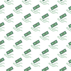 Hand with Cash vector Bribery colored seamless pattern