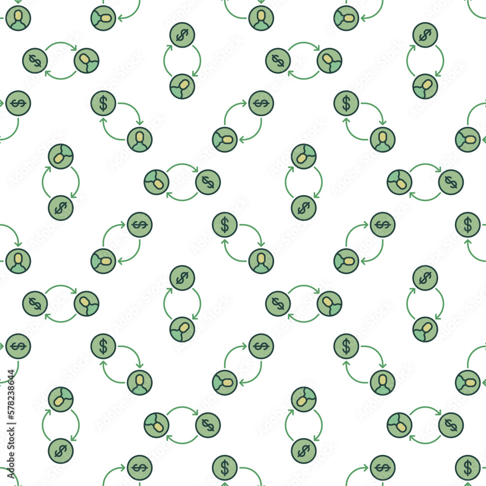 Poster man with dollar vector bribery or corruption colored seamless pattern