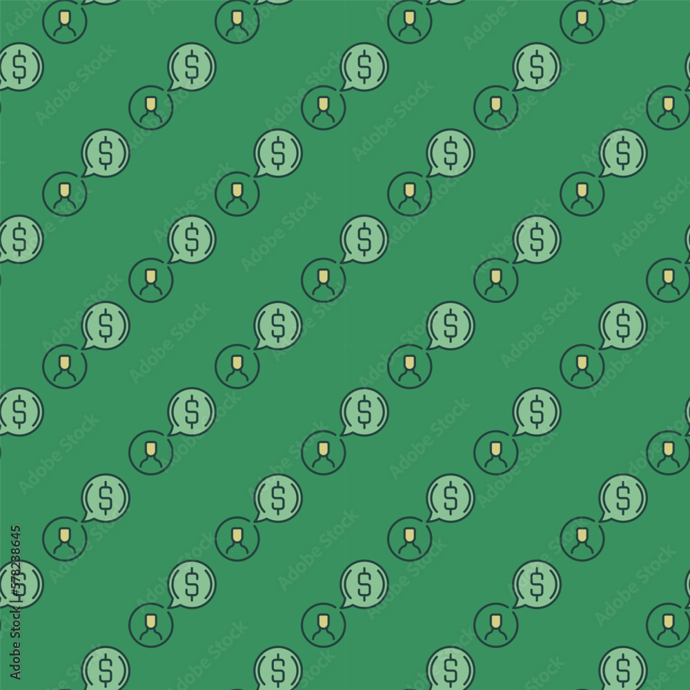 Poster man and speech bubble with dollar vector colored seamless pattern