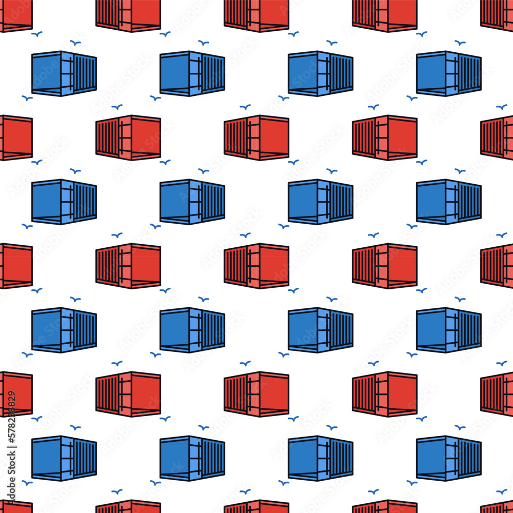 Poster opened container vector delivery colored seamless pattern