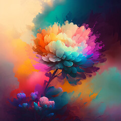 Fototapeta na wymiar Abstract colorful pastel flower art landscape for background illustration. Generative AI.