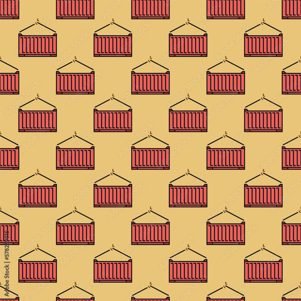 Poster red shipping container vector intermodal cargo seamless pattern
