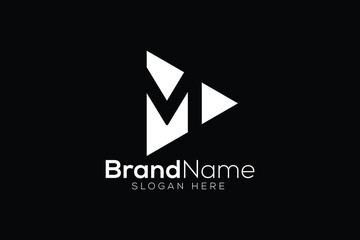 Letter m play icon logo design template
