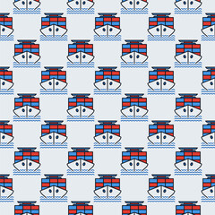 Obraz premium Ship with Containers vector International Cargo colored seamless pattern