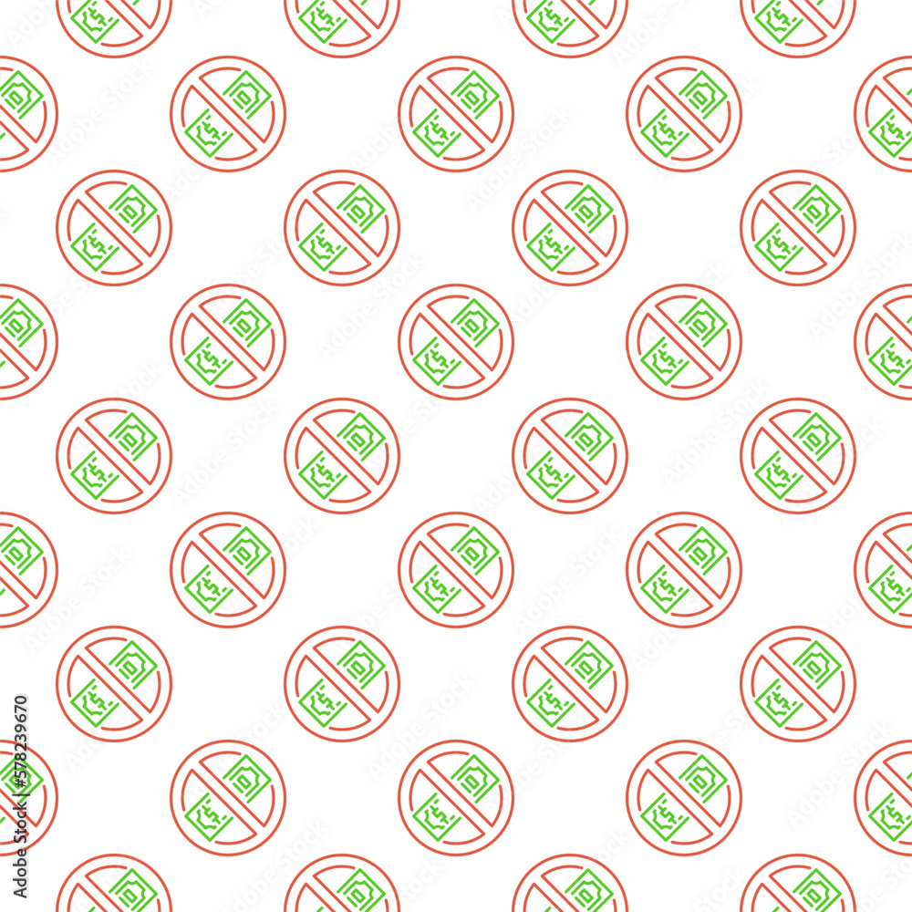 Poster stop corruption vector bribery ban concept seamless pattern