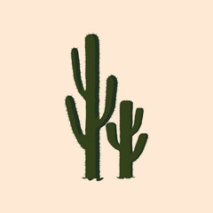 vector illustration of cactus isolated beige background