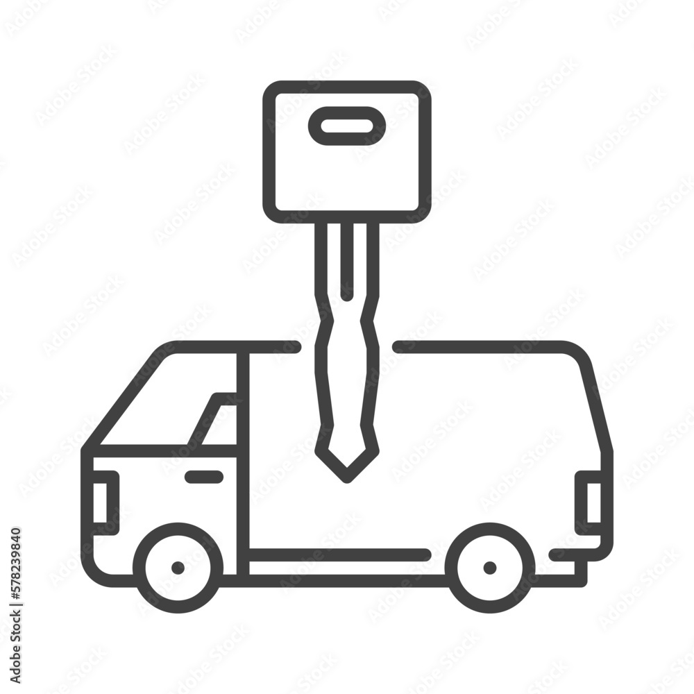 Poster Van Rental vector Hire concept outline icon