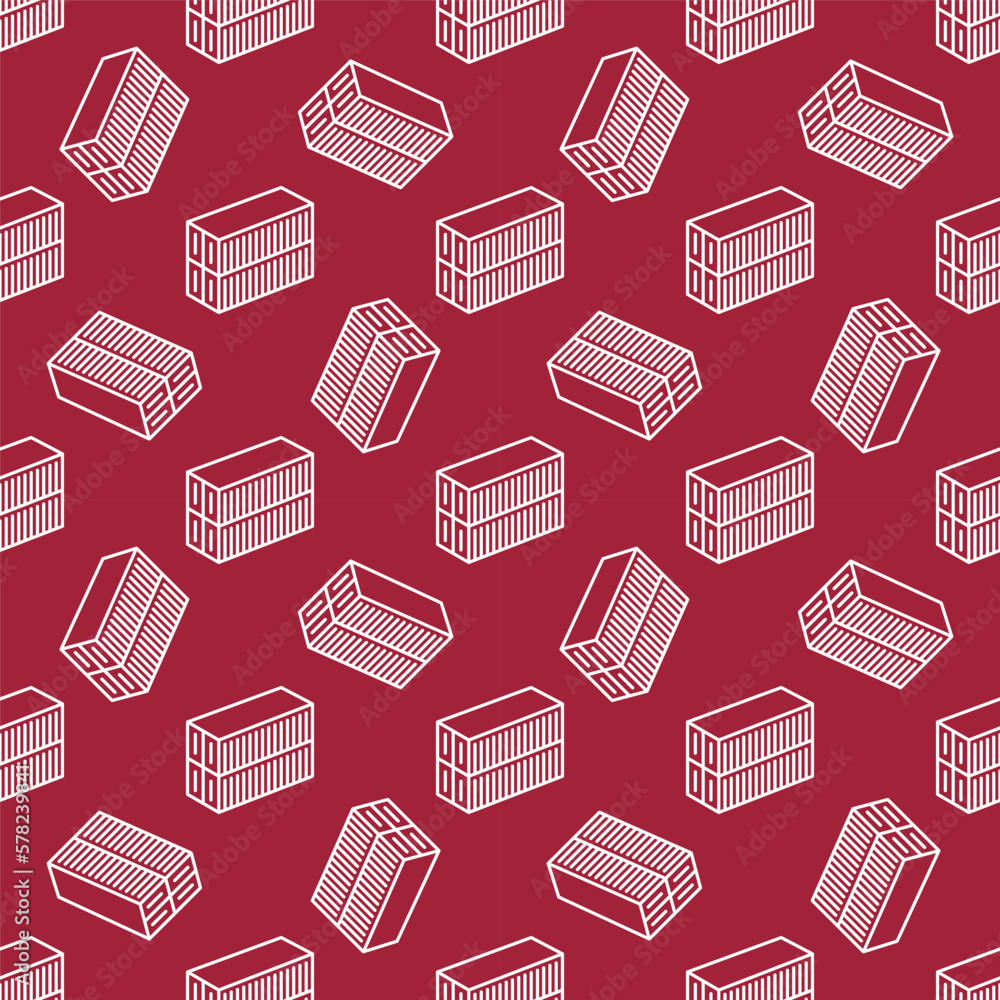Poster two shipping containers vector transportation line red seamless pattern