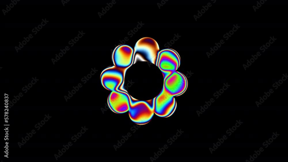 Poster beautiful psychedelic twirling flower for circular shaped logo ideas. animated floral loopable anima