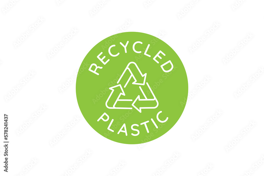 Poster vector logo design template and emblem in simple line style - recycled materials - badge for sustain