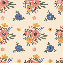 Cute floral vector seamless pattern