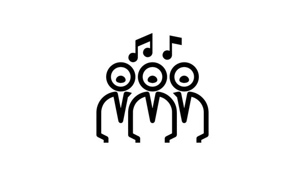 black choir singing with musical notes clip art preview