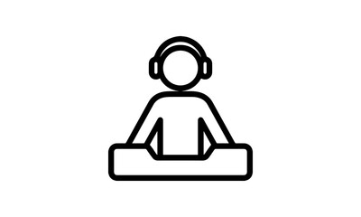 DJ or disk jockey vector icon entertainment performance outline style black and white background 