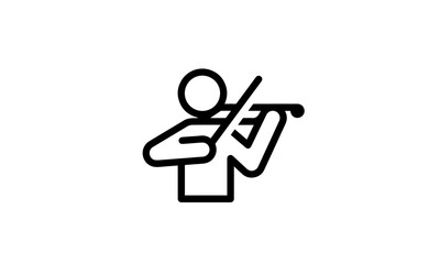 violinist vector icon entertainment performance outline style black and white background 
