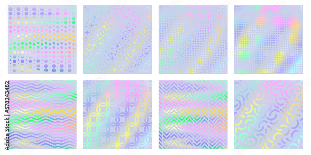 Canvas Prints holographic textures. magic unicorn holo gradient with geometric patterns, iridescent rainbow colors