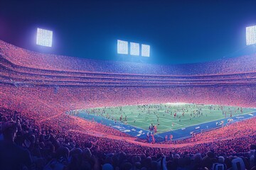 Fototapeta na wymiar Intense sports moment: bright stadium lights and roaring crowd, generative AI
