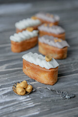 candy bar sweet snacks on a wooden background