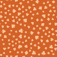 Symbols of Suits Card Seamless Pattern Background. Gambling hand drawn.