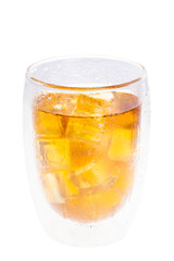 ice cubes with drops in a glass