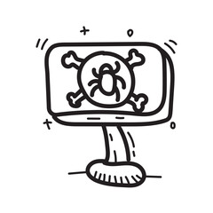 Doodle computer viruses icon outline vector
