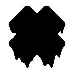 Black cross or X shape. Universal fashionable shape style with liquid effect. Memphis cyberpunk geometric icon. Vector illustration isolated on white background.