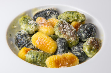Multicoloured gnocci potato peru italian food, Homemade, High quality photo