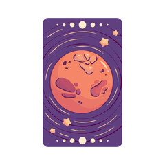 Esoteric tarot card magic celestial design. Mystic moon, eye , crystal cartoon vector illustration. Hand drawn vector illustration. Esoteric boho tarot card.