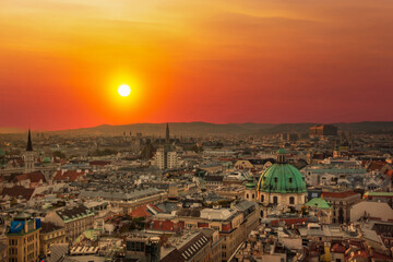 Panorama of the city of Vienna, Austria