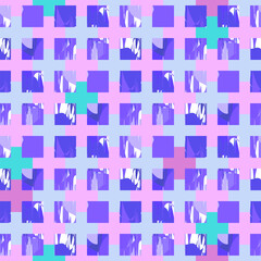 Abstract seamless plaid pattern of colorful rectangles.