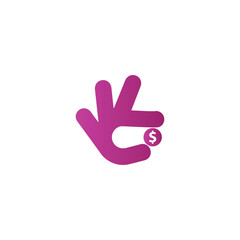 Fototapeta na wymiar hand holding money logo money donation simple symbol
