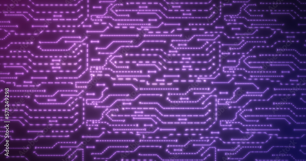 Poster abstract background of blue-violet computer circuit boards digital hi-tech futuristic of lines and d