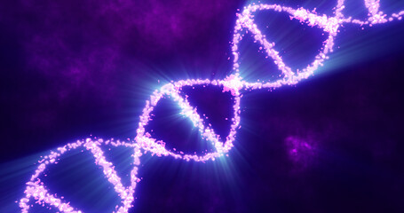 Fototapeta premium Abstract purple glowing energy spiral dna scientific futuristic high tech background