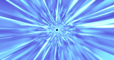 Abstract glowing blue futuristic energetic fast tunnel of lines and bands of magical energy in space. Abstract background