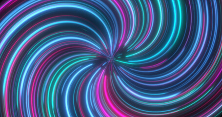 Fototapeta premium Abstract purple and blue multicolored glowing bright twisted swirling lines abstract background