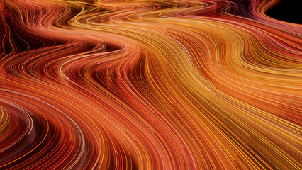 Colorful Lines Background with Orange, Yellow and Red Curves. 3D Render.