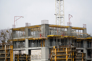 Construction site of multistorey building - scaffolding