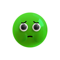 Emoji face nausea. Realistic 3d design. Emoticon yellow glossy color. Icon in plastic cartoon style isolated on white background. Png. Illustration