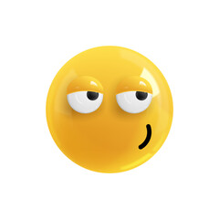 Emoji face has nothing to do with it. Realistic 3d design. Emoticon yellow glossy color. Icon in plastic cartoon style isolated on white background. Png