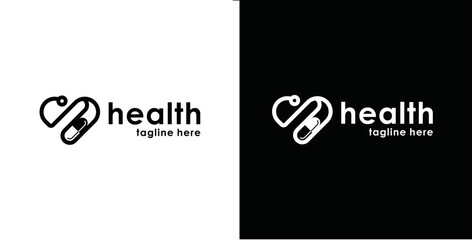 health and medicine stethoscope logo in love illustration medical and health design vector