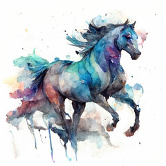 Naklejka na ściany i meble AI Generated image of a watercolor stallion