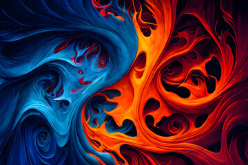 Serene beauty of fire and ice ,illustration, fire and ice beauty