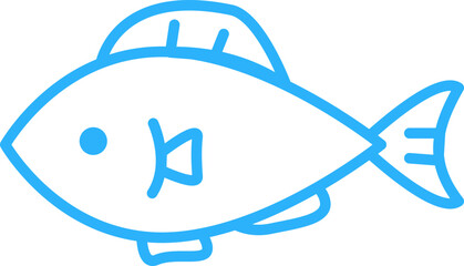 青い魚のシンプルなイラストアイコン