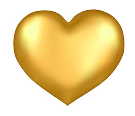 gold heart shape isolated. PNG transparency
