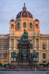 Monument with statues in front of the Kunsthistorisches Museum in Vienna, Austria