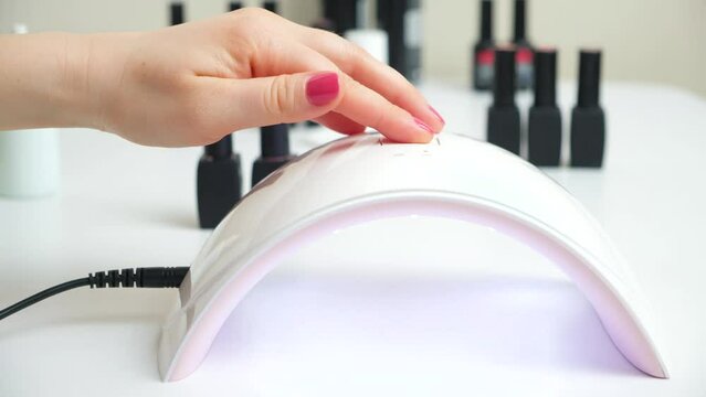 Ultraviolet UV LED lamp for drying, polymerization gel polish for nail polish coating, press the timer button