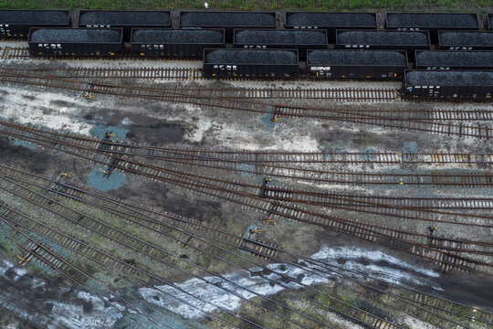 Coal Cars, Railroad Tracks, Zug Island, Detroit, Michigan