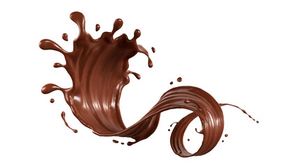 splashe Chocolate isolated swirl 3D render illustration